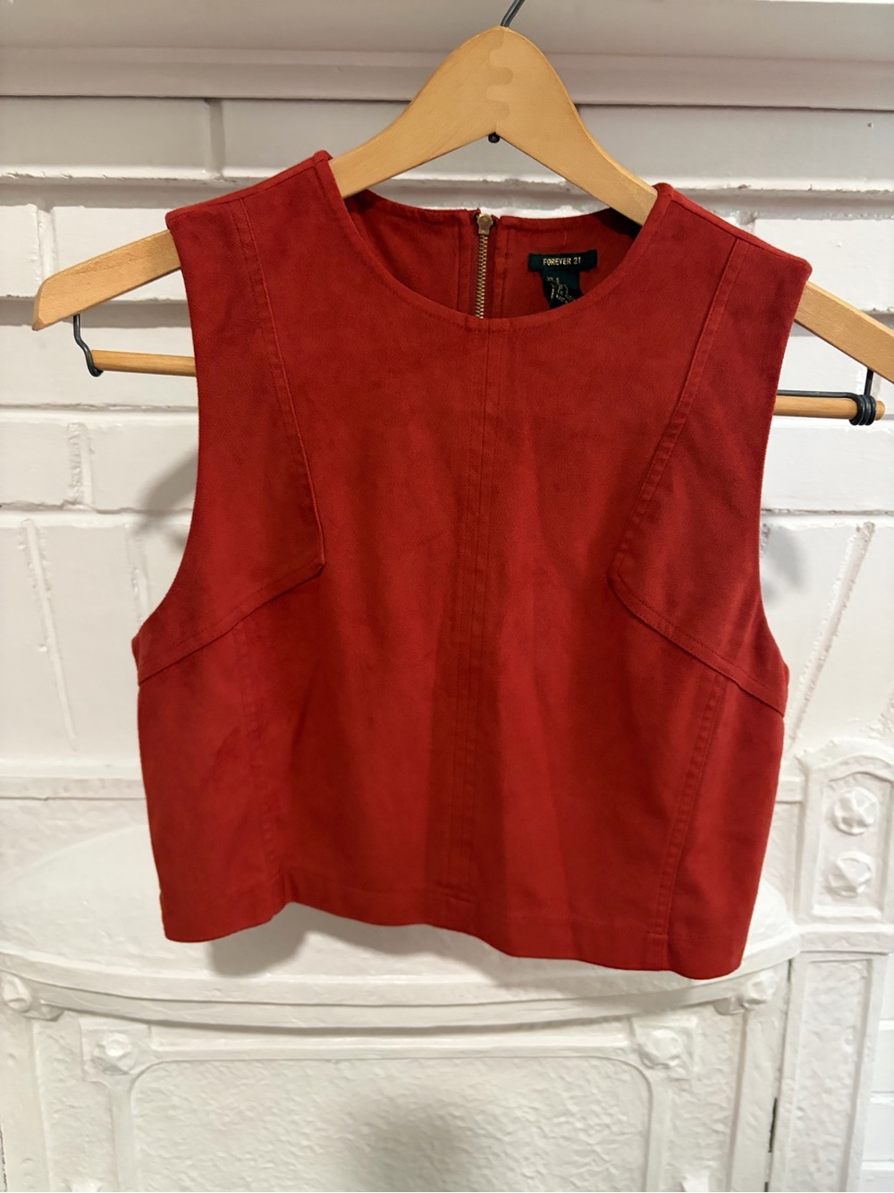 Forever 21 Brick Red Sleeveless Crop Top